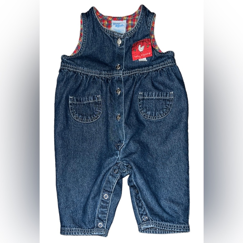 Vintage Oshkosh Bubble Overalls 6-9 Months Denim Romper Chicken Funny Friends